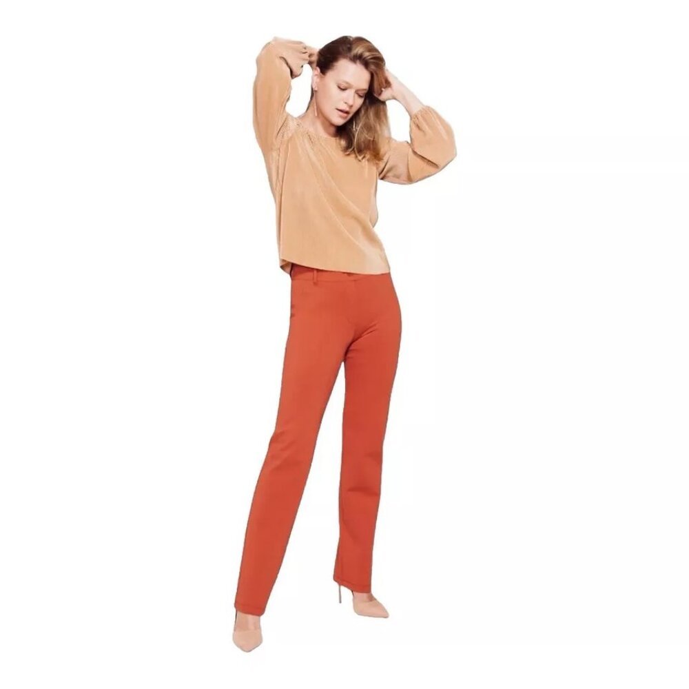 Betabrand Dress Yoga Trouser Pant M Stretch Orange Coral Straight Ponte